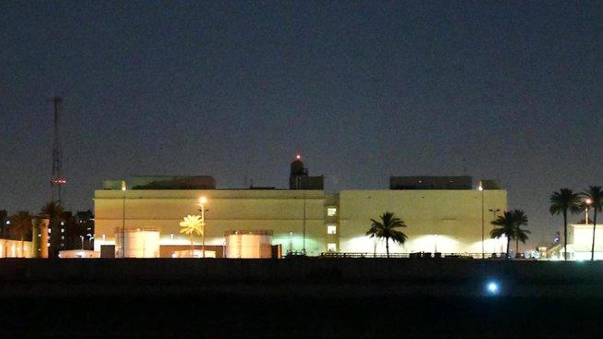 El edificio de la embajada de los EEUU en Bagdad.