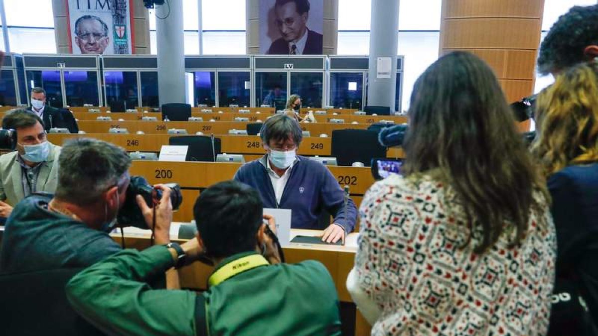 Puigdemont. ayer, en el Parlamento Europeo. STEPHANIE LECOCQ