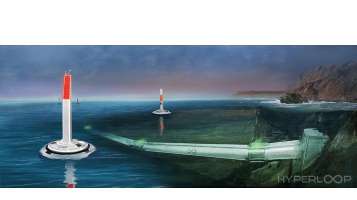 Imagen conceptual del proyecto de Hyperloop bajo el mar.