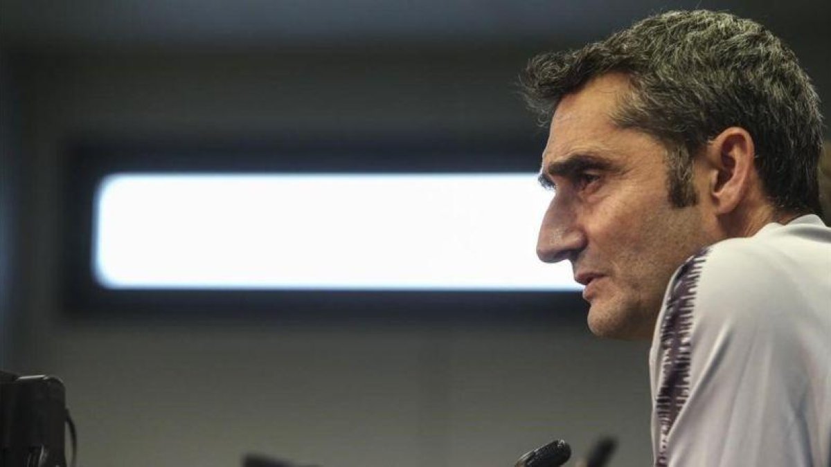 Ernesto Valverde, en la rueda de prensa.