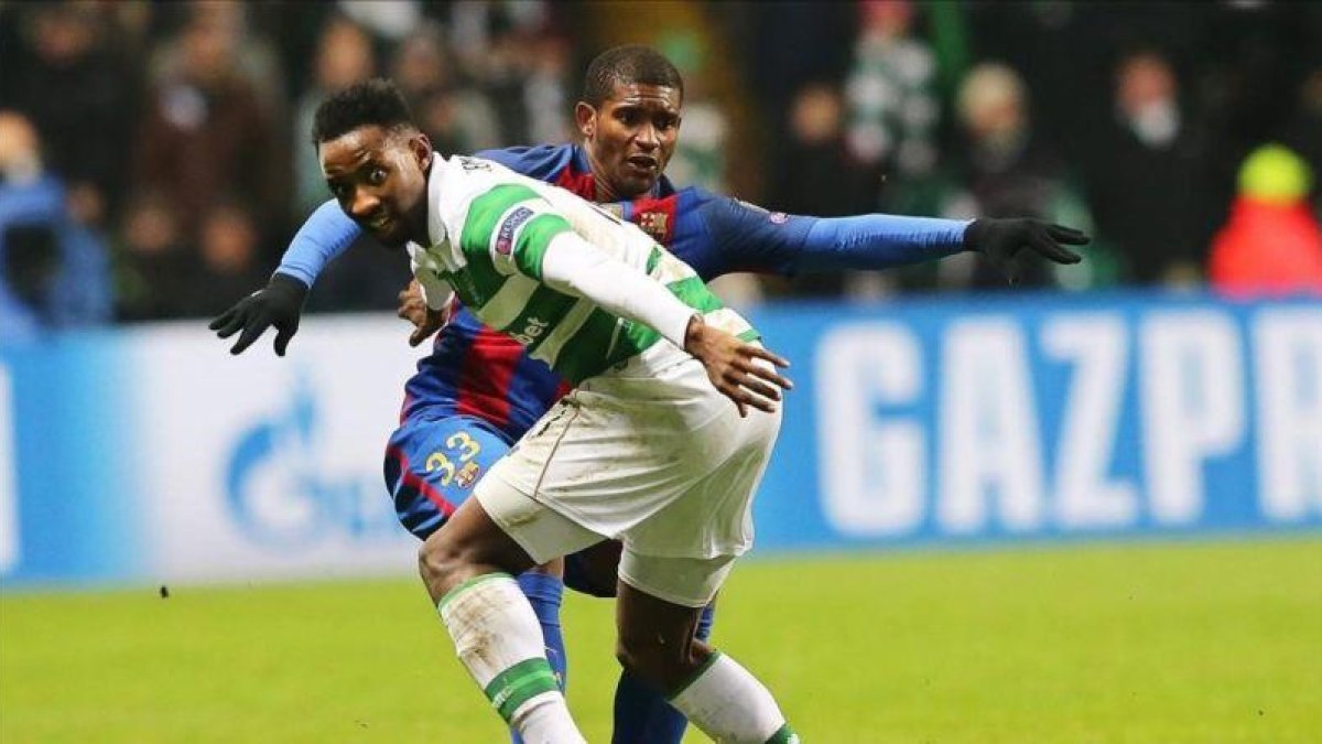 Marlon pelea con Dembele en Celtic Park.