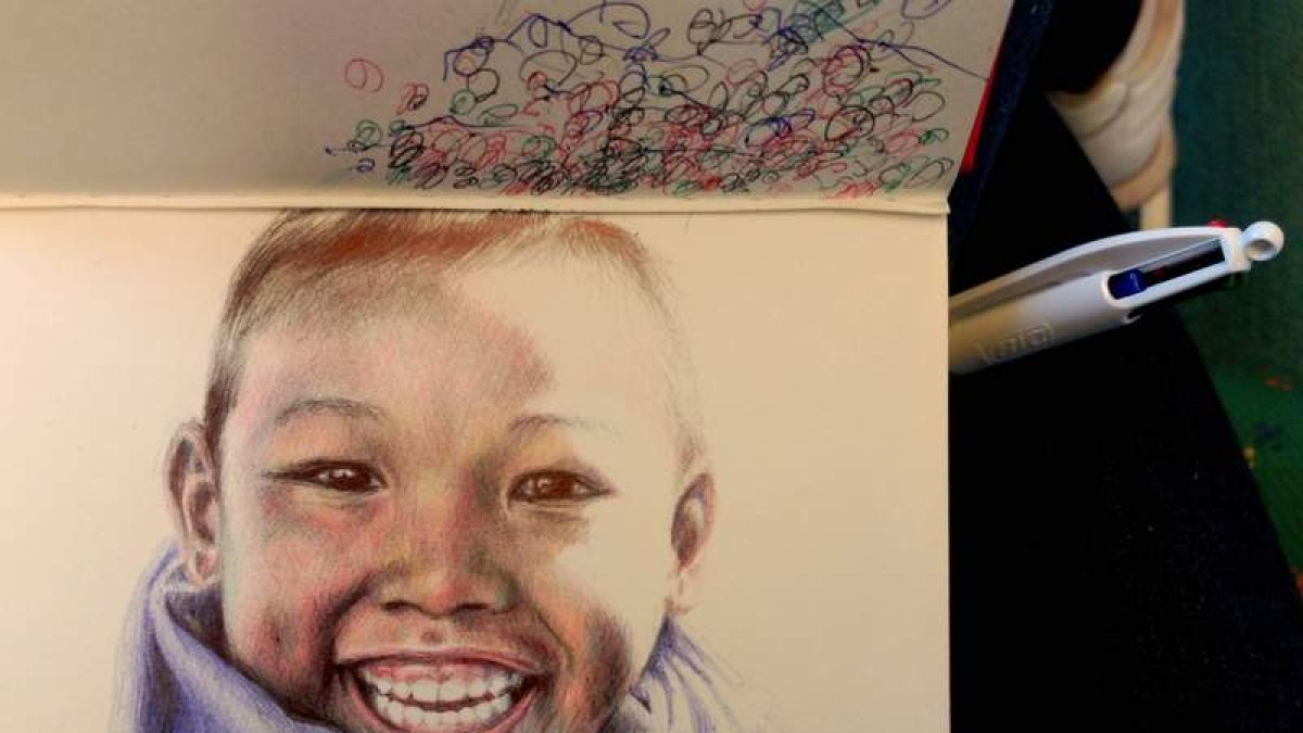 Uno de los dibujos que realiza con boli Bic Marina Morla. DL