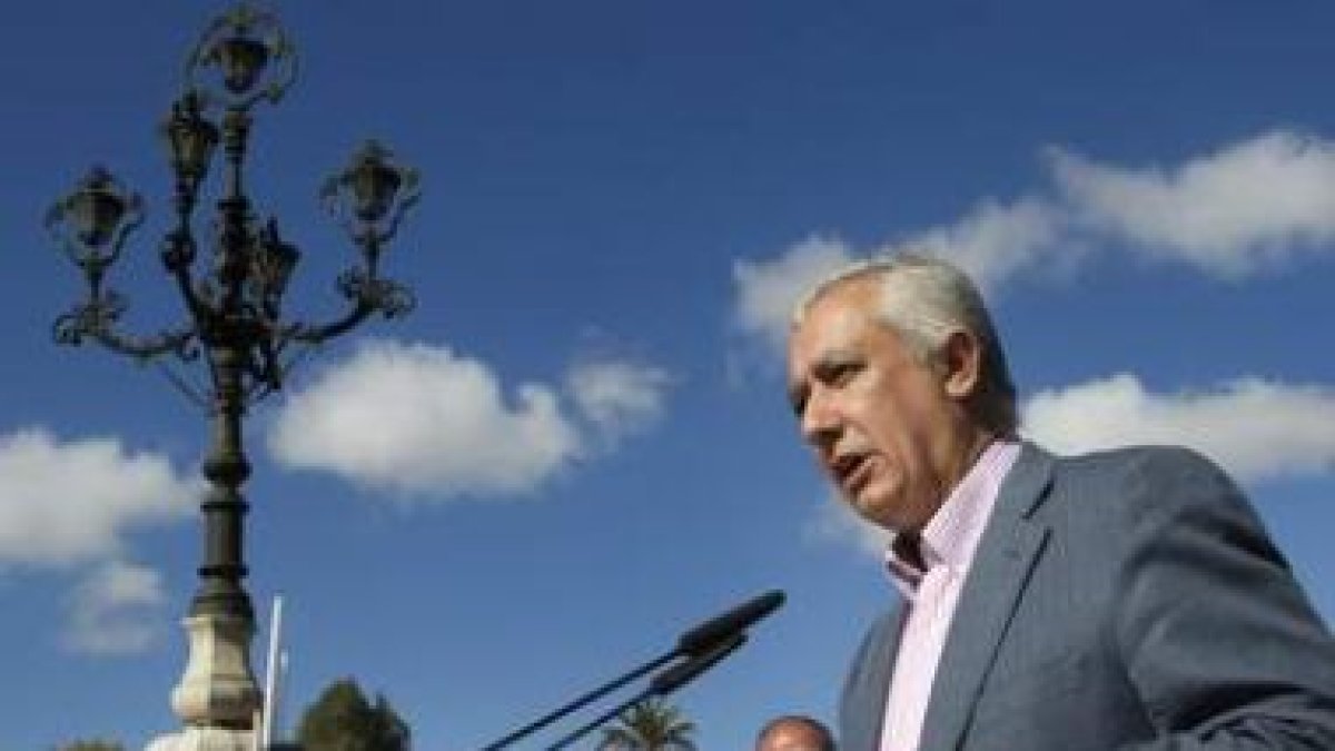 El presidente del PP andaluz, Javier Arenas, durante su intervención.