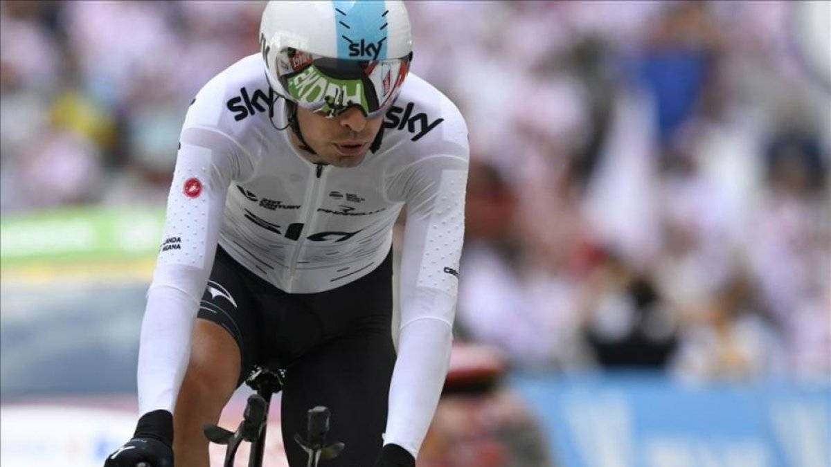 Mikel Landa, durante la última contrarreloj del Tour