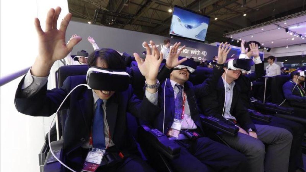 Atracción virtual en el stand de Samsung en el último Mobile World Congress, en Barcelona.