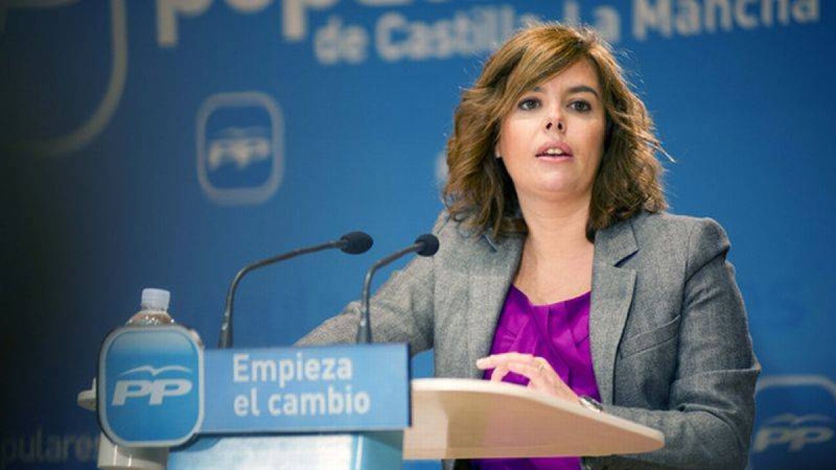 La portavoz del PP en el Congreso, Soraya Sáenz de Santamaría, durante un acto en Toledo, a principios de noviembre.