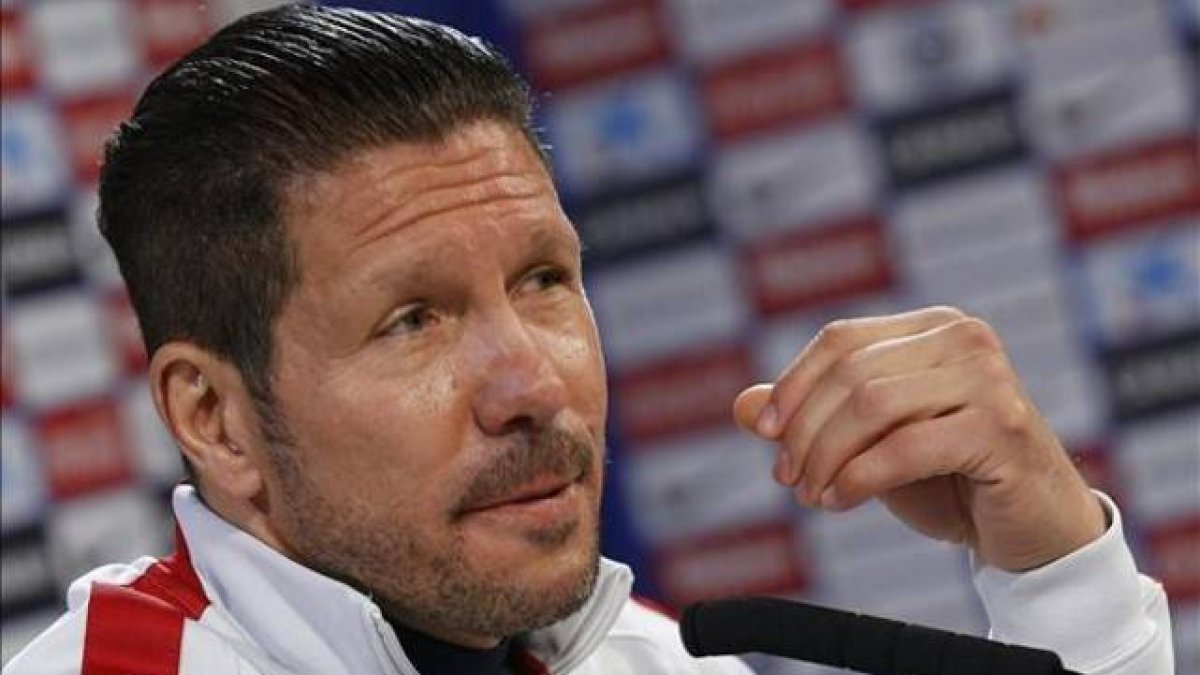Simeone, durante una rueda de prensa el viernes pasado en la ciudad deportiva del Atlético.