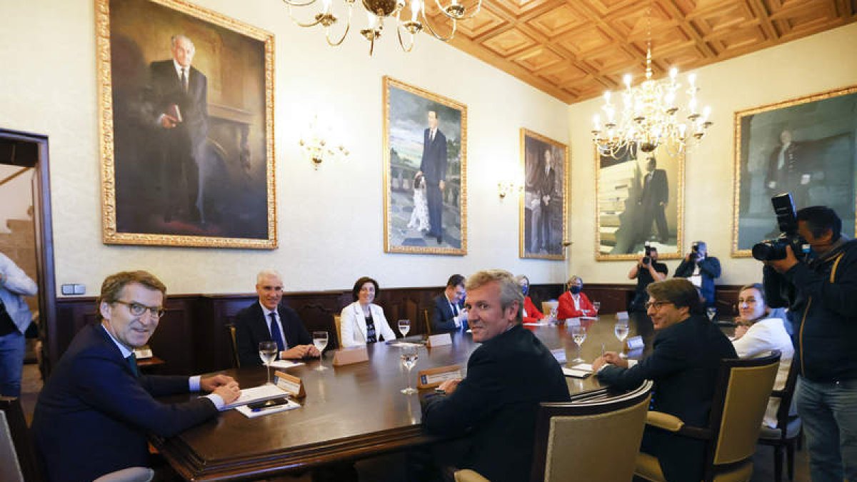 Alberto Núñez Feijóo como presidente de la Xunta en su última Comisión de Gobierno. LAVANDEIRA JUNIOR
