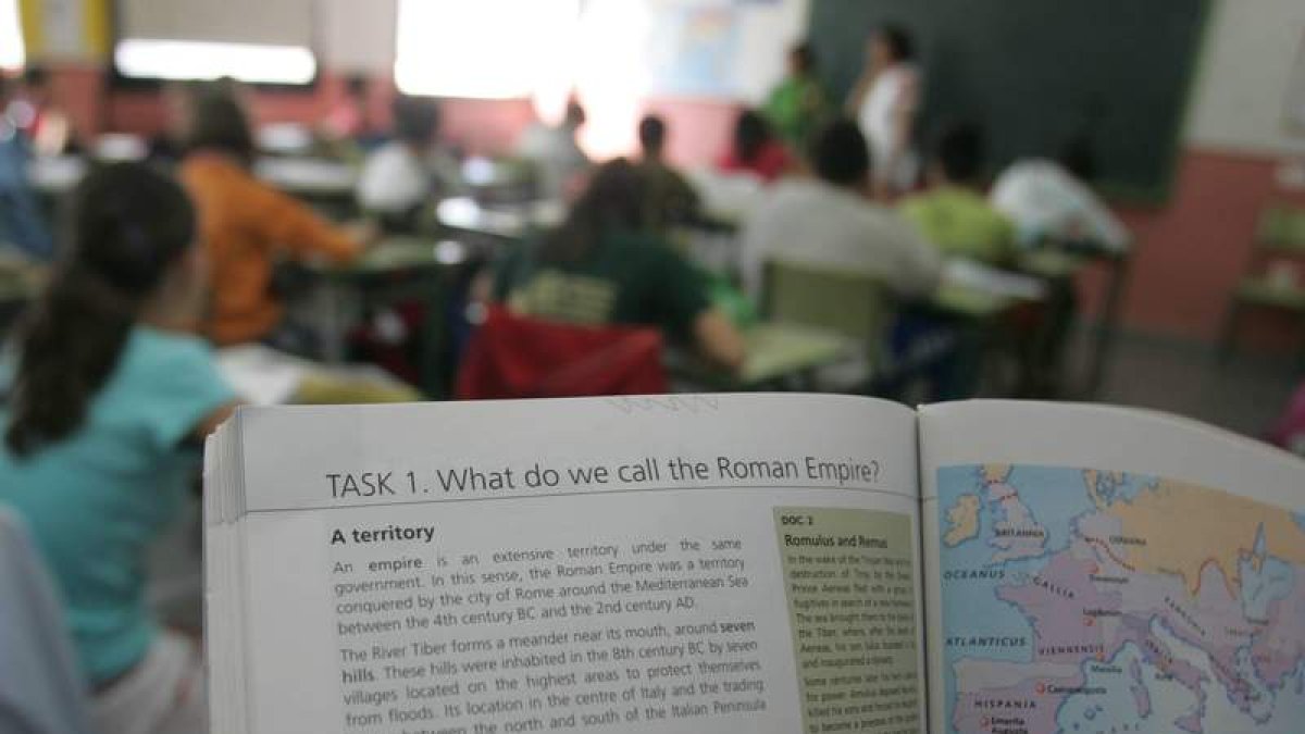 Una de las aulas del colegio Quevedo, pionero en la red bilingüe.