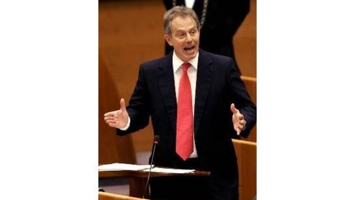 Tony Blair, durante su comparecencia en la Eurocámara