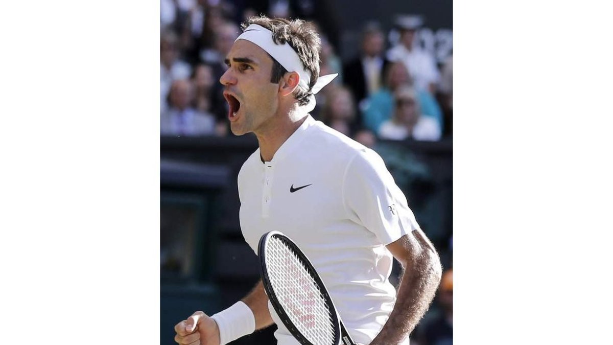 El suizo Roger Federer expresa su alegría por la victoria. KLAUNZER