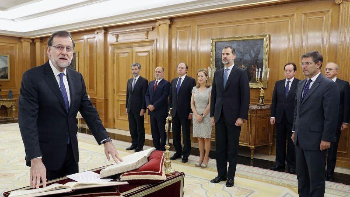 La jura de Mariano Rajoy como presidente del Gobierno, el pasado lunes, en la Zarzuela.