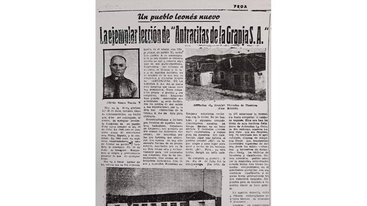 ‘Proa’ del 17 de julio de 1955 con fotos de Alfredo Alonso, las casas de los maestros y la escuela. DL
