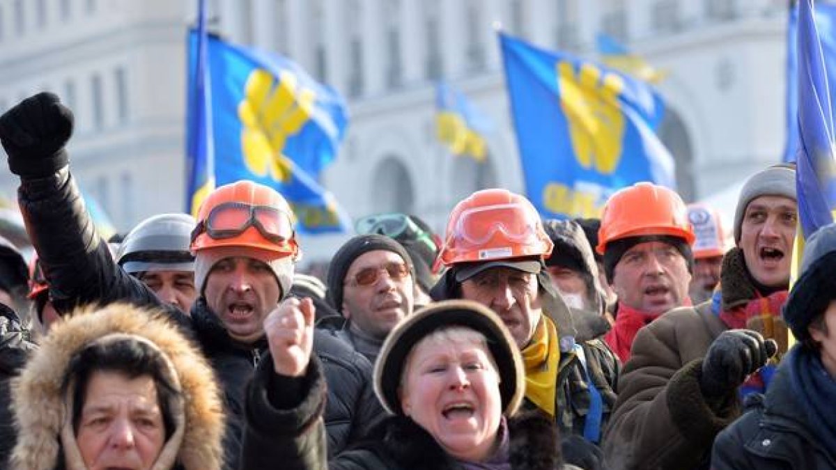 Manifestantes en las calles de Kiev.
