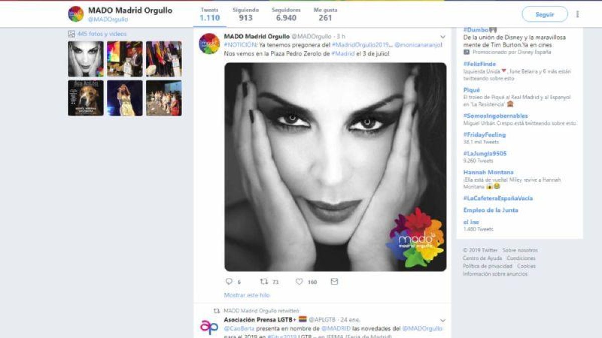 Mónica Naranjo será pregonera del Madrid Orgullo 2019.