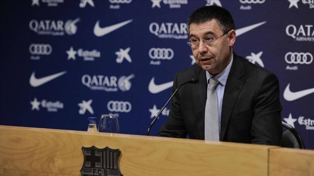 Bartomeu, en la rueda de prensa.