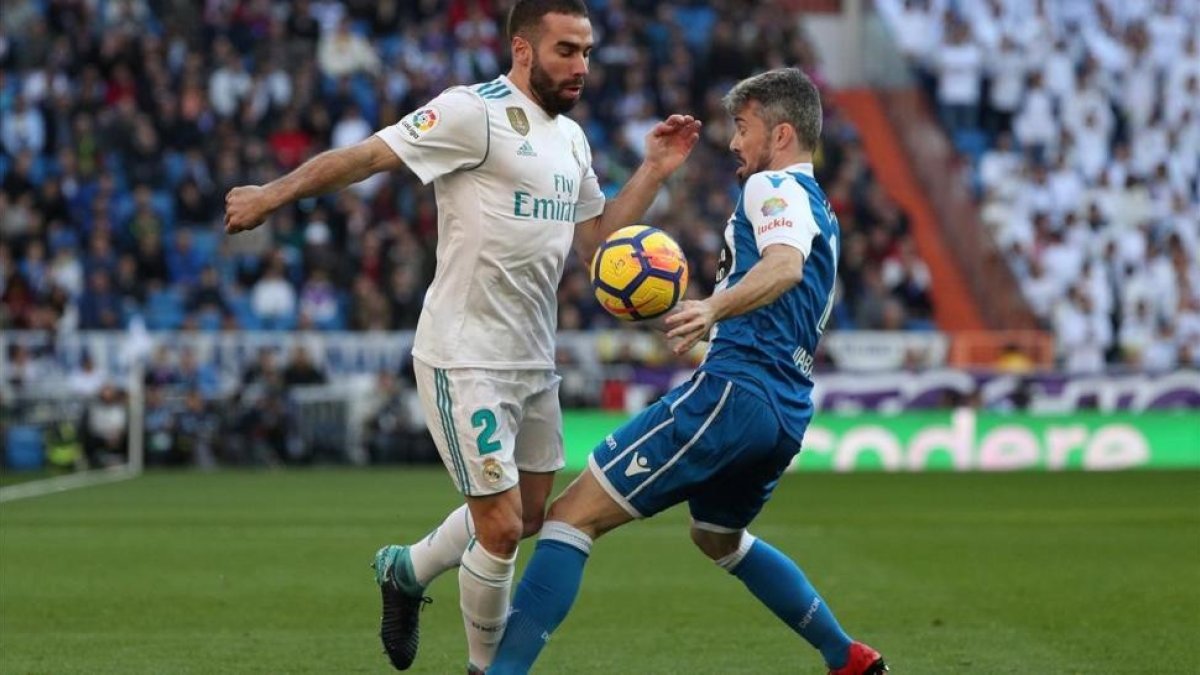 Carvajal, en el partido entre el Madrid y el Deportivo.