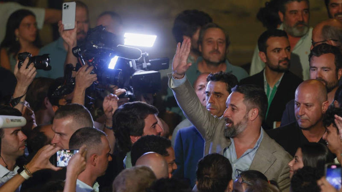 Santiago Abascal, ayer, después de su intervención. MARISCAL