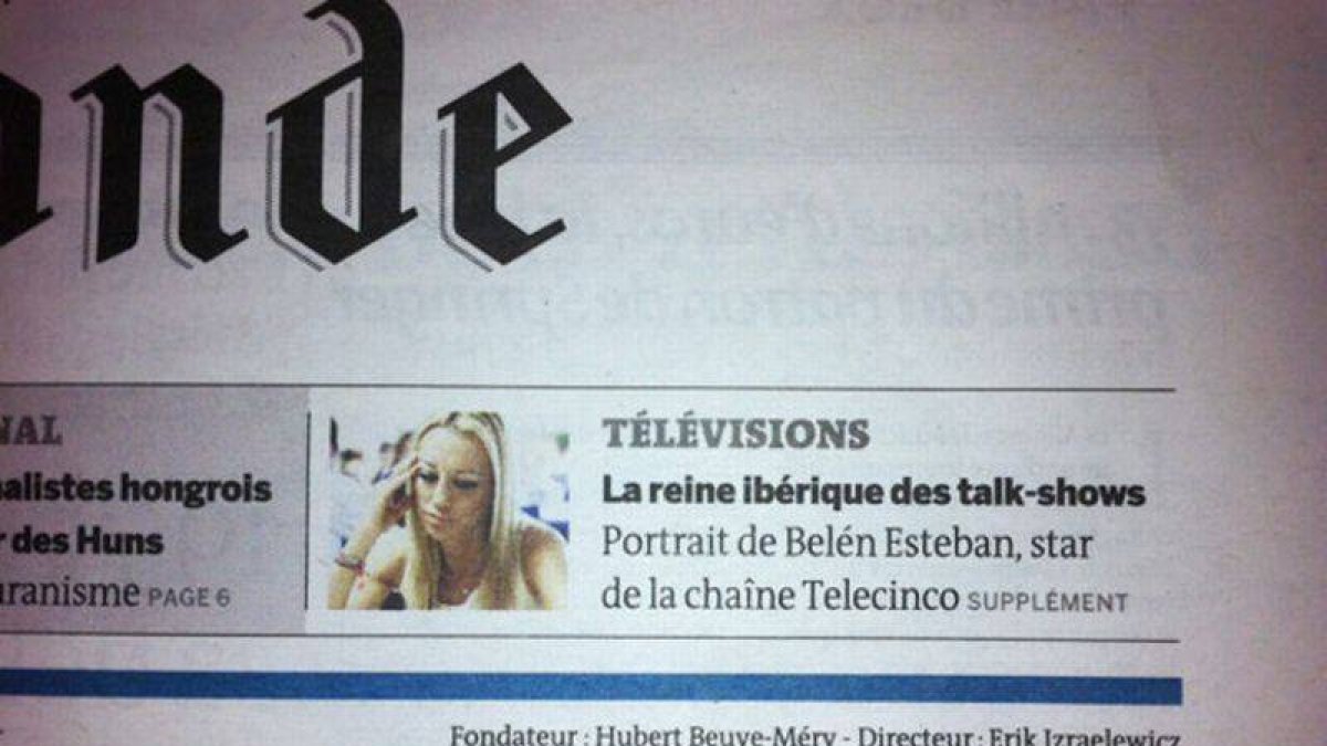 Detalle de la portada de 'Le Monde', con Belén Esteban en un destacado