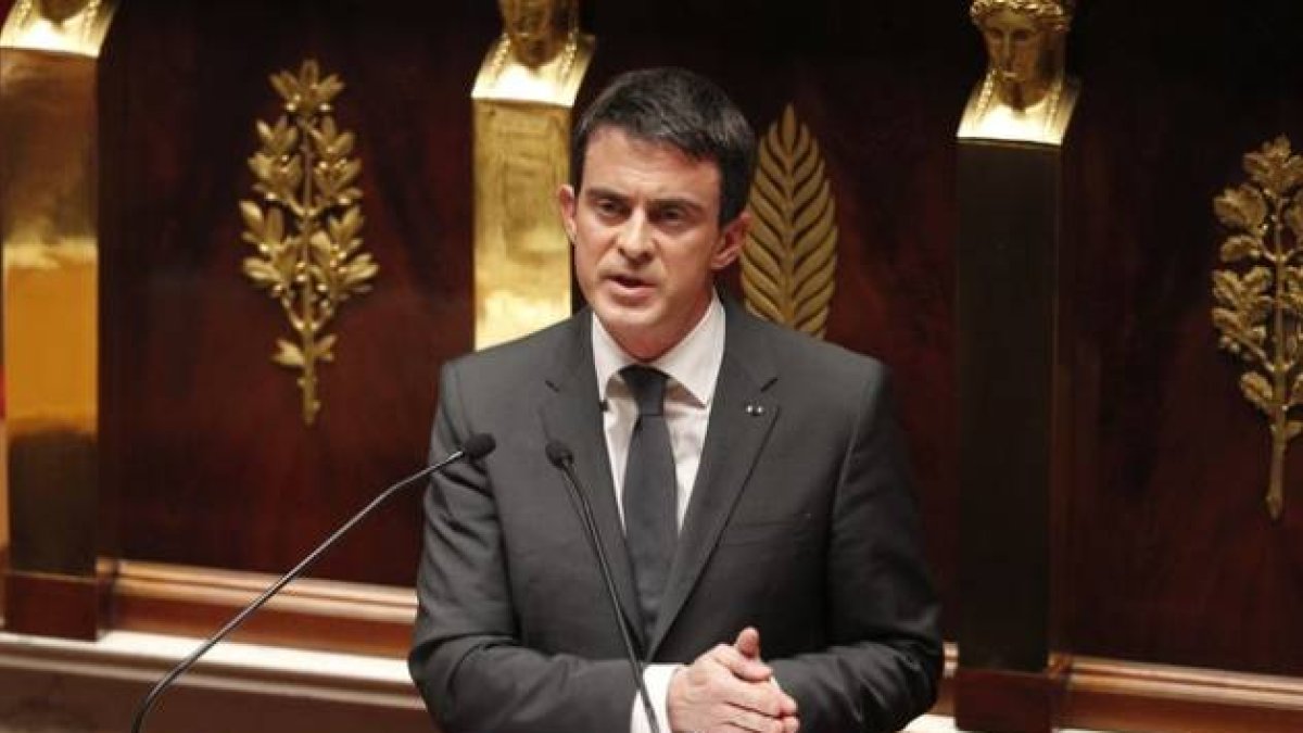 El primer ministro francés, Manuel Valls, durante su intervención ante la Asamblea Nacional.