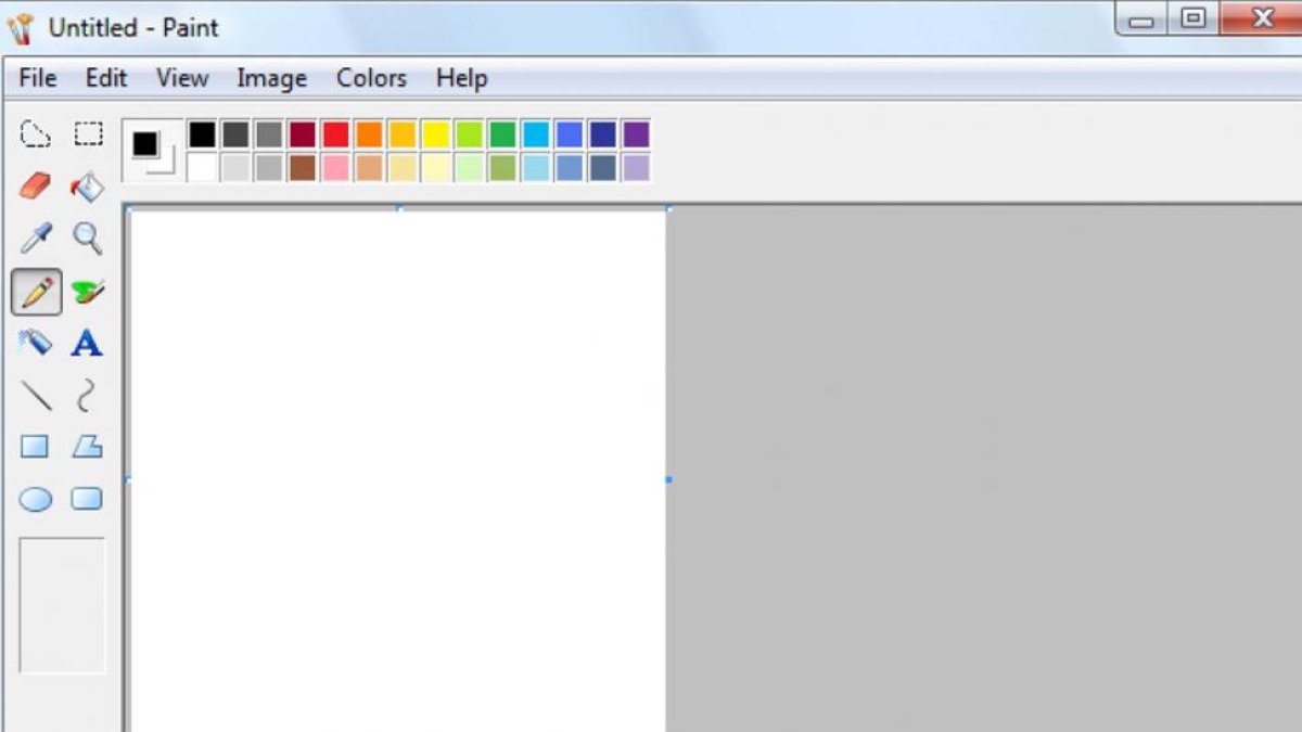 Aspecto del programa Paint, de Microsoft