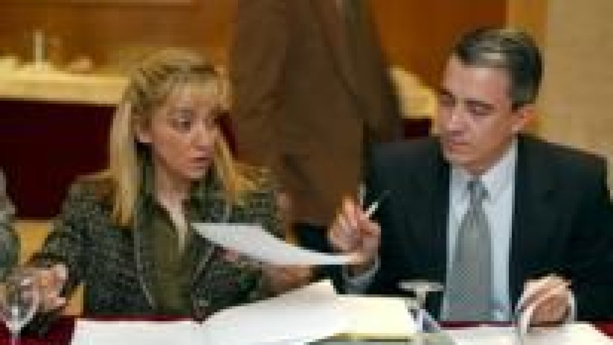 Isabel Carrasco y el subdirector de Presupuestos Comunitarios, Mariano Gredilla, ayer en Salamanca