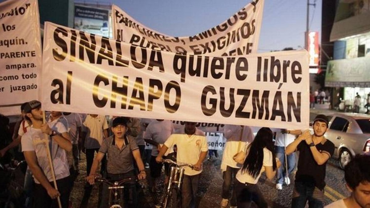 Manifestación en favor de Joaquin 'el Chapo' Guzmán.