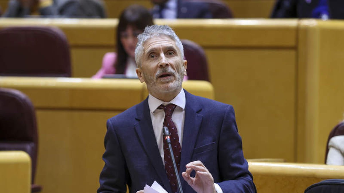El ministro de Interior, Fernando Grande Marlaska, en el Senado. KIKO HUESCA