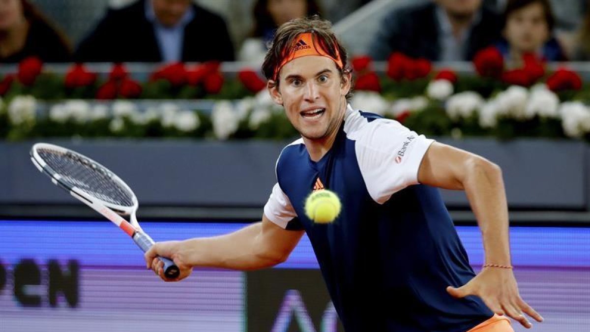 El tenista austriaco Dominic Thiem durante el encuentro que ha disputado frente al uruguayo Pablo Cuevas.