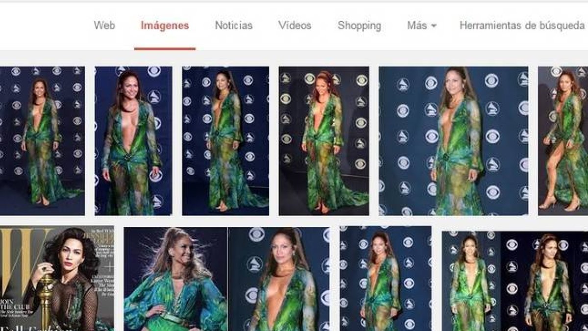 El vestido Versace de Jennifer López en los Grammy provocó la creación de Google Imágenes.