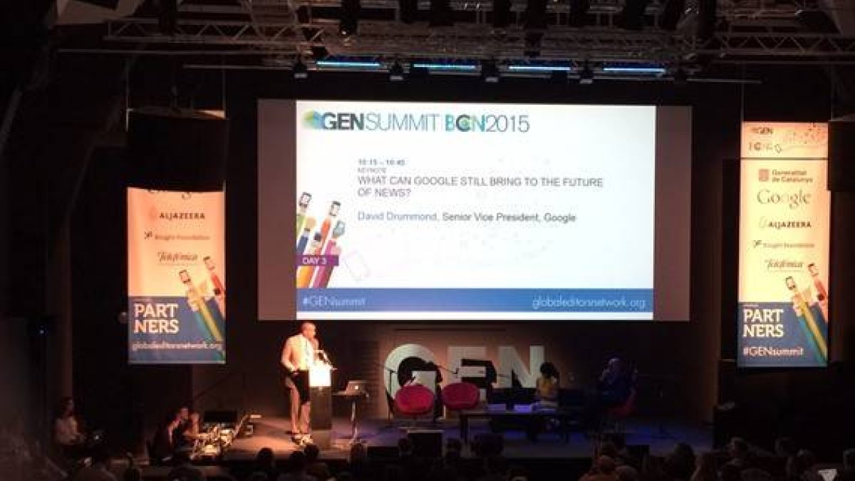El vicepresidente de Google, David Drummond, en el congreso del Global Editors Network, hoy, en Barcelona.