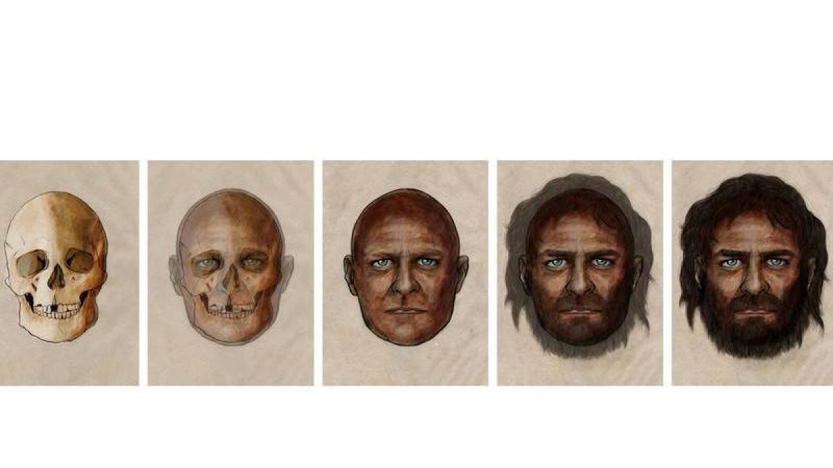 Reconstrucción de las facciones del leonés de ojos azules del Mesolítico