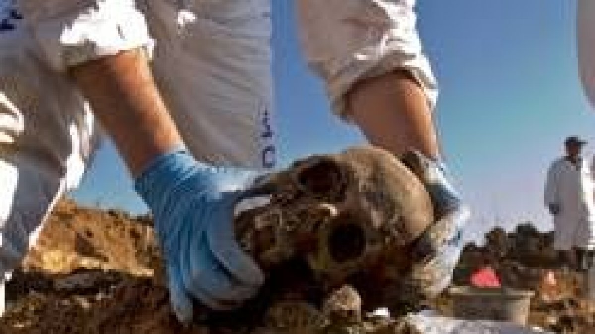 Imagen de una de las calaveras que ha aparecido en la fosa de la región bosnia de Srebrenica