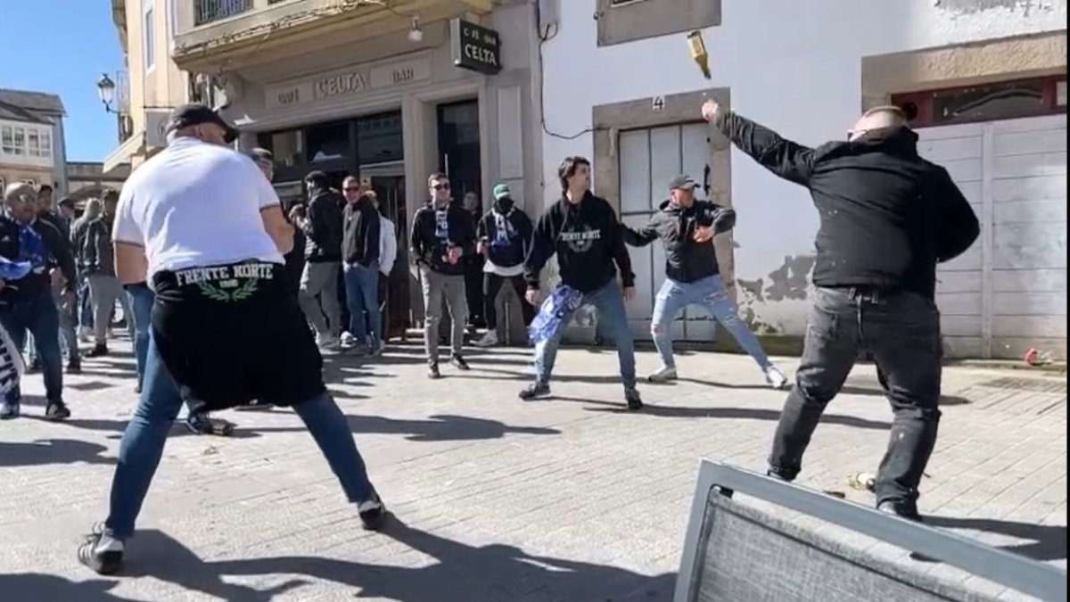 Los incidentes producidos antes del partido CD Lugo-SD Ponferradina el pasado 2 de abril. EL PROGRESO DE LUGO