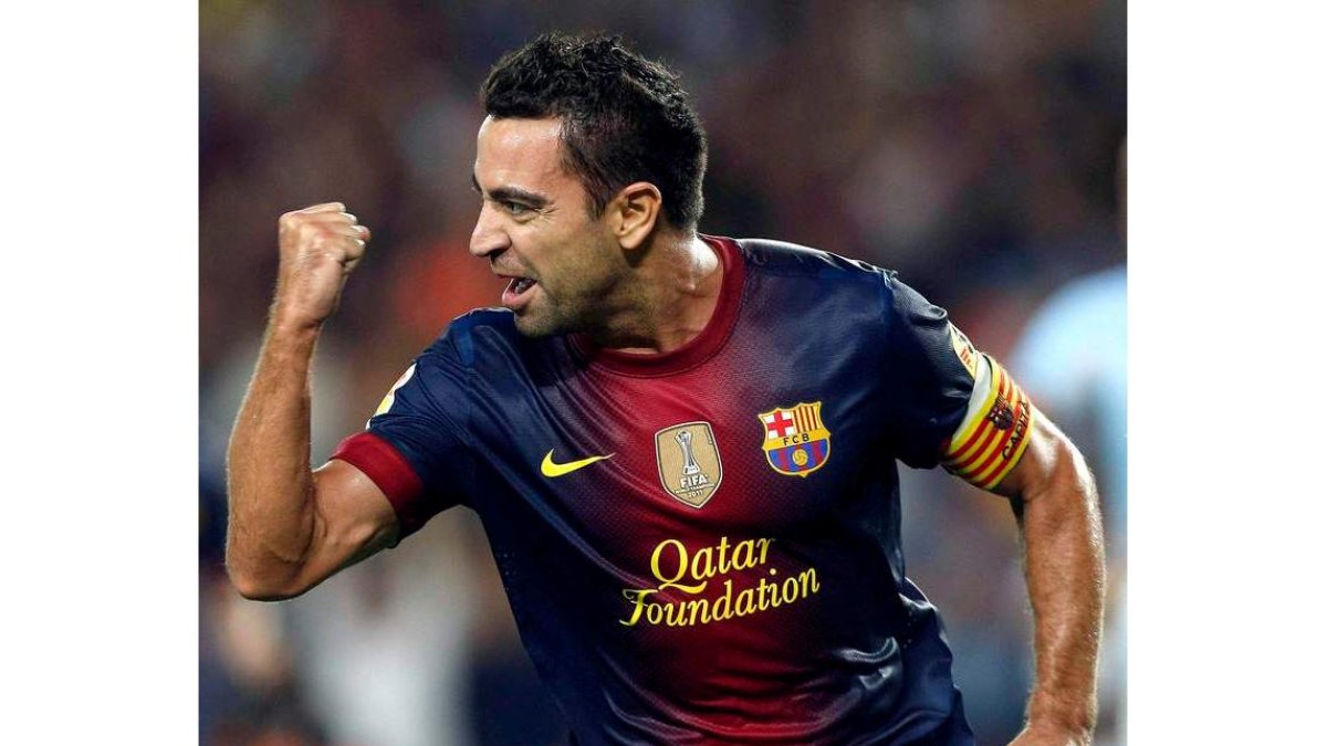 Xavi Hernández celebra el gol que consiguió en el último suspiro para sellar la victoria culé.