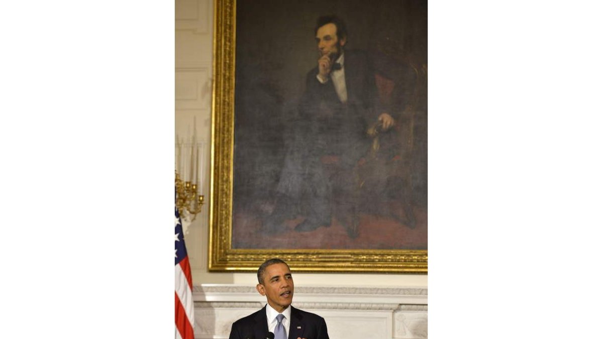 Obama, ayer, en su comparecencia en la Casa Blanca.