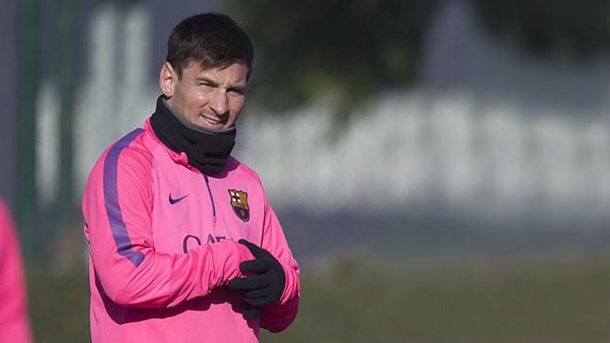 Leo Messi, durante un entrenamiento en la ciudad deportiva de Sant Joan Despí.