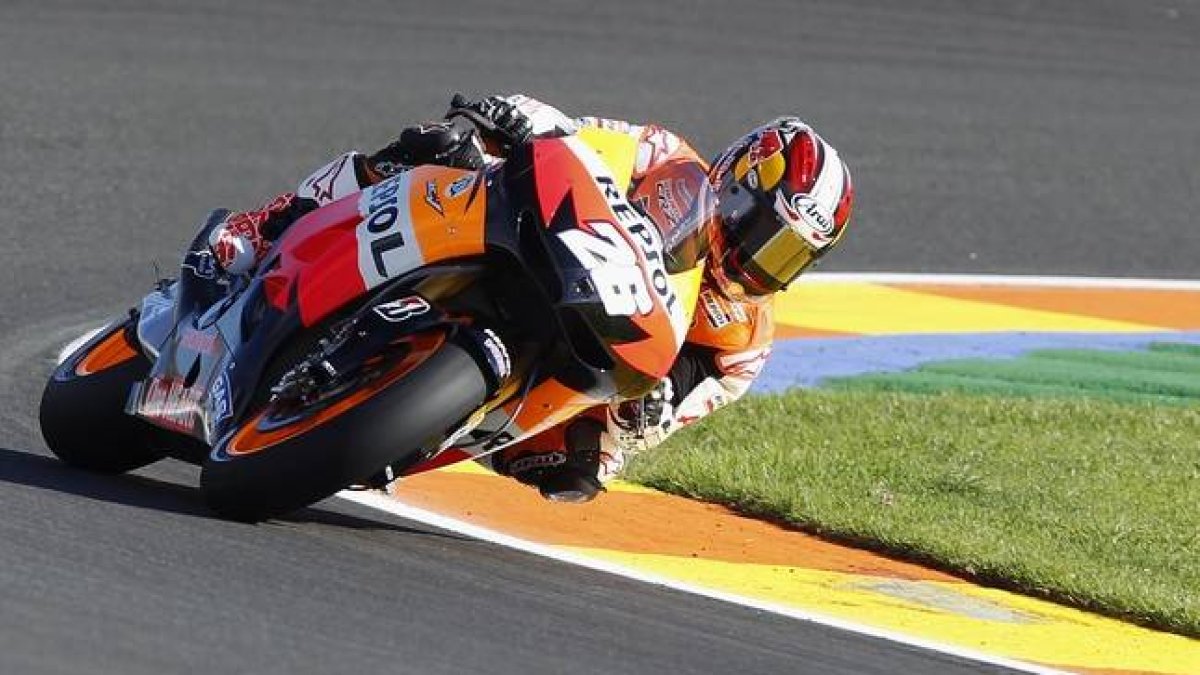 Dani Pedrosa, durante la ronda de entrenamientos, este sábado en Cheste.