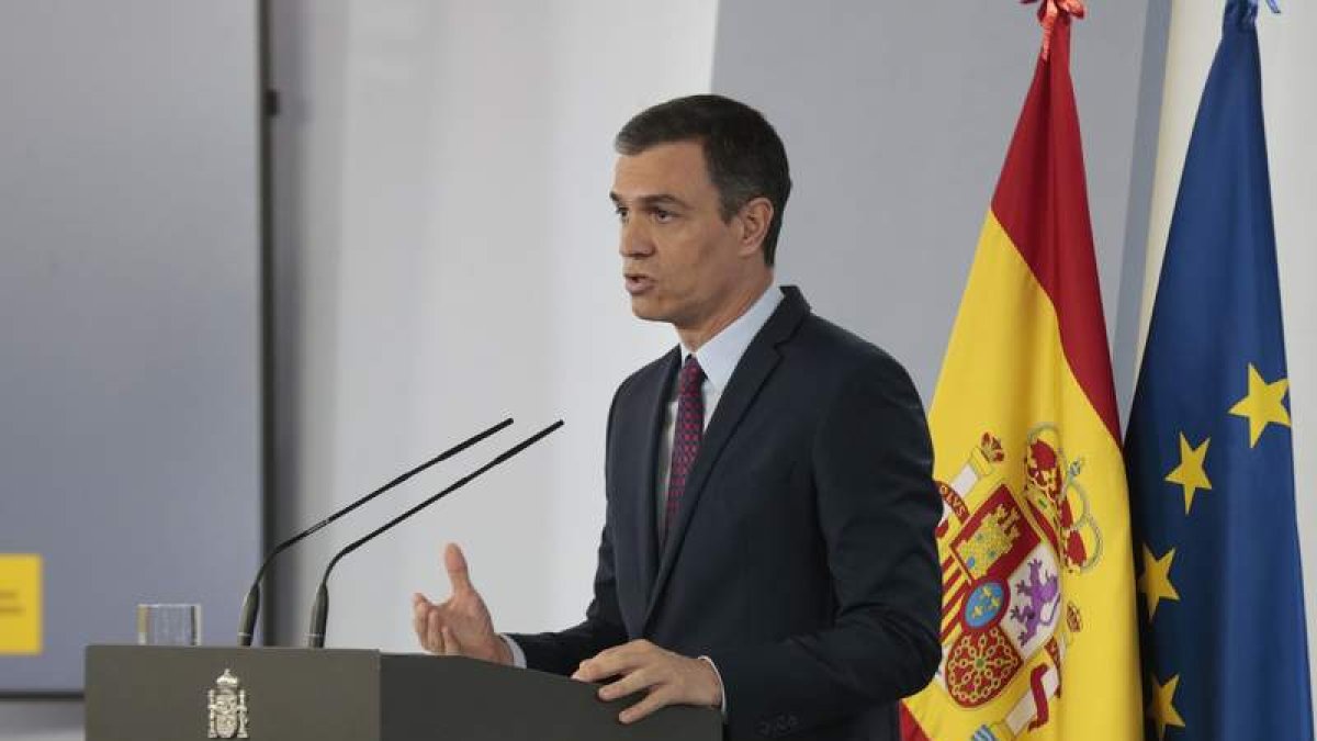 El presidente del Gobierno, Pedro Sánchez, ayer en su última comparecencia. JESÚS MARÍA CUADRADO