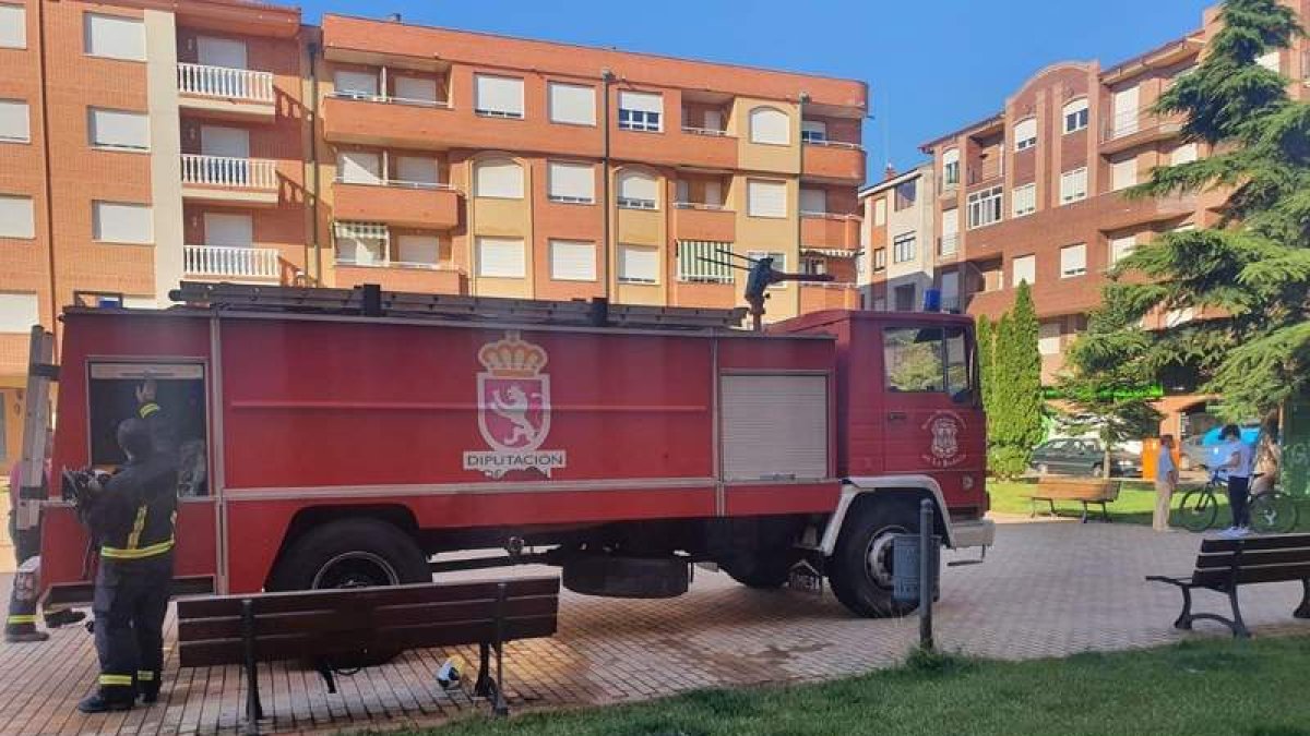 Los bomberos voluntarios, en el lugar del incendio. DL