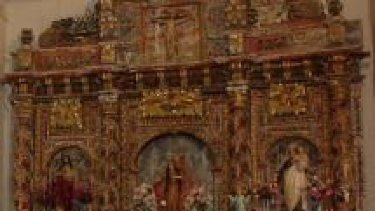 Los vecinos quieren vender el retablo del siglo XVIII de la iglesia, en la fotografía