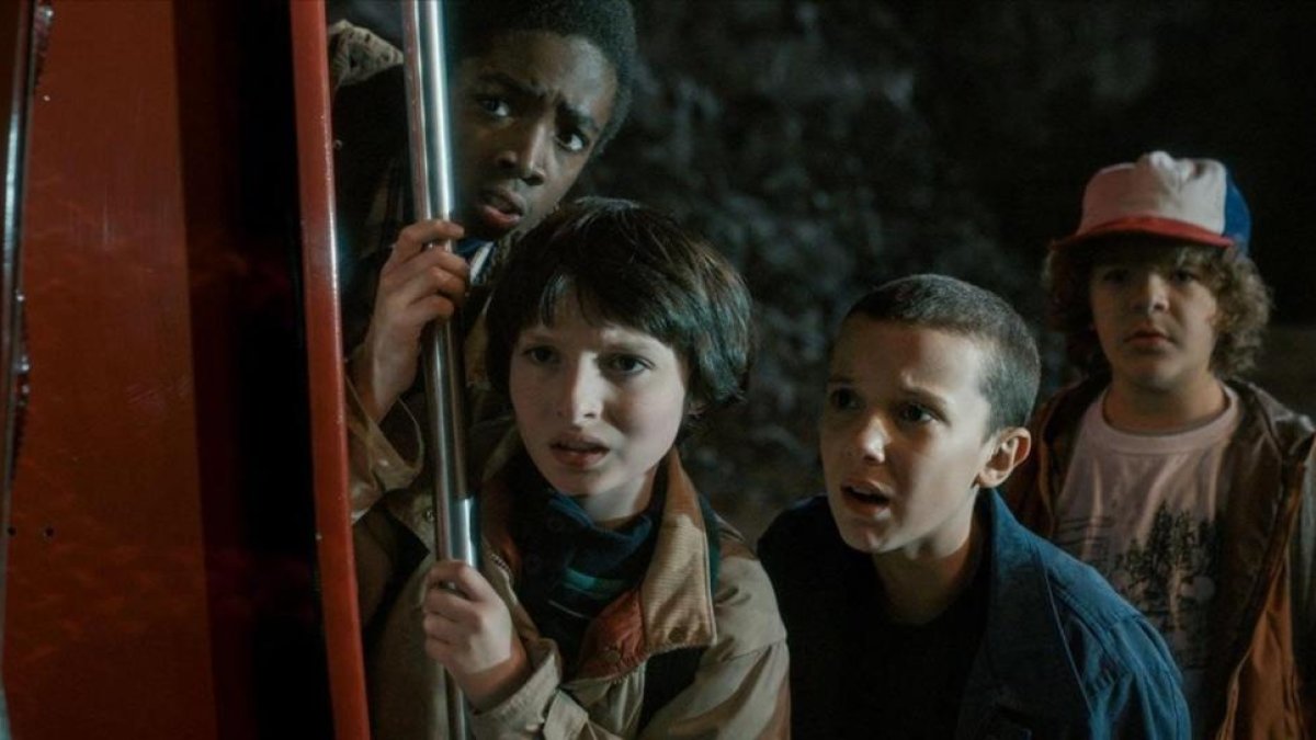 Los cuatro niños protagonistas de 'Stranger things'.