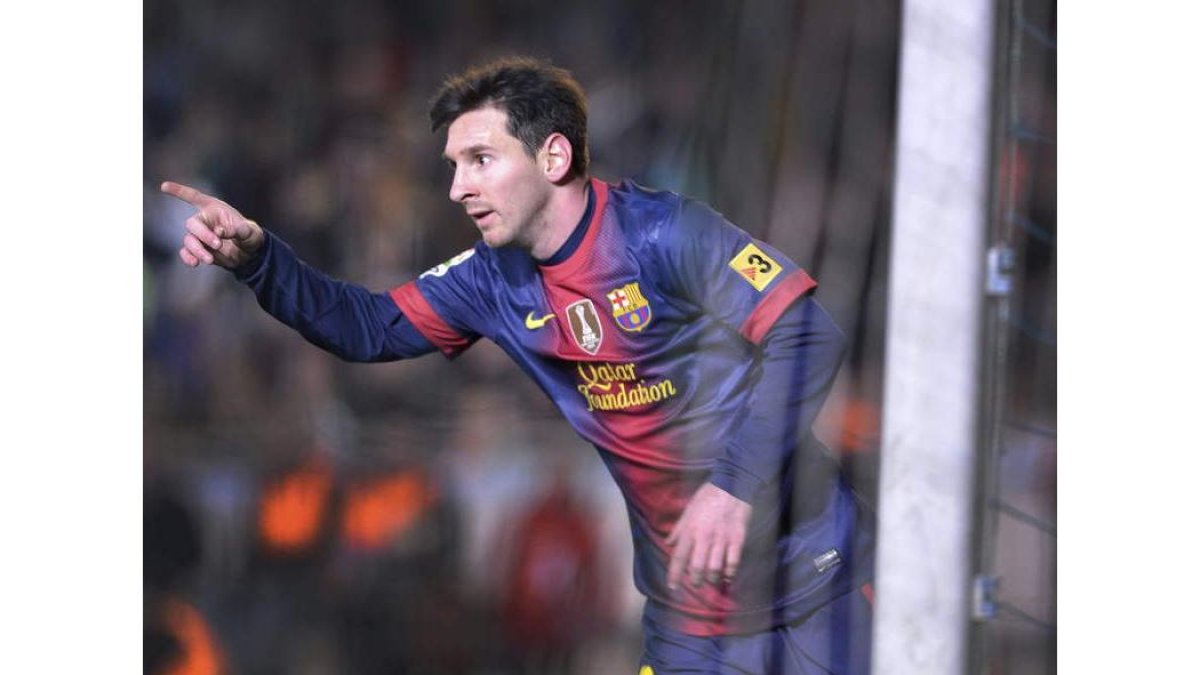 Leo Messi celebra el segundo gol del equipo blaugrana ante el Córdoba.