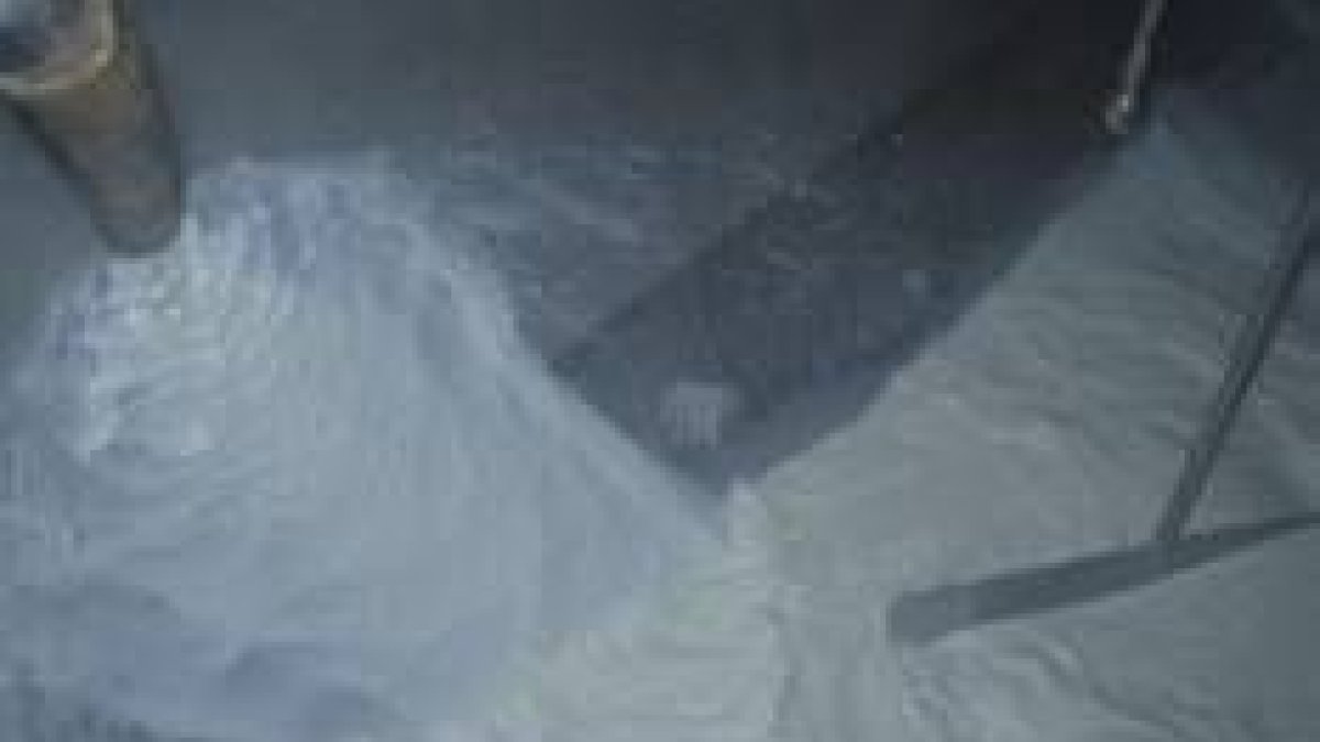 Entrada de leche a un tanque de refrigeración, ayer tarde en una explotación de la zona del Órbigo