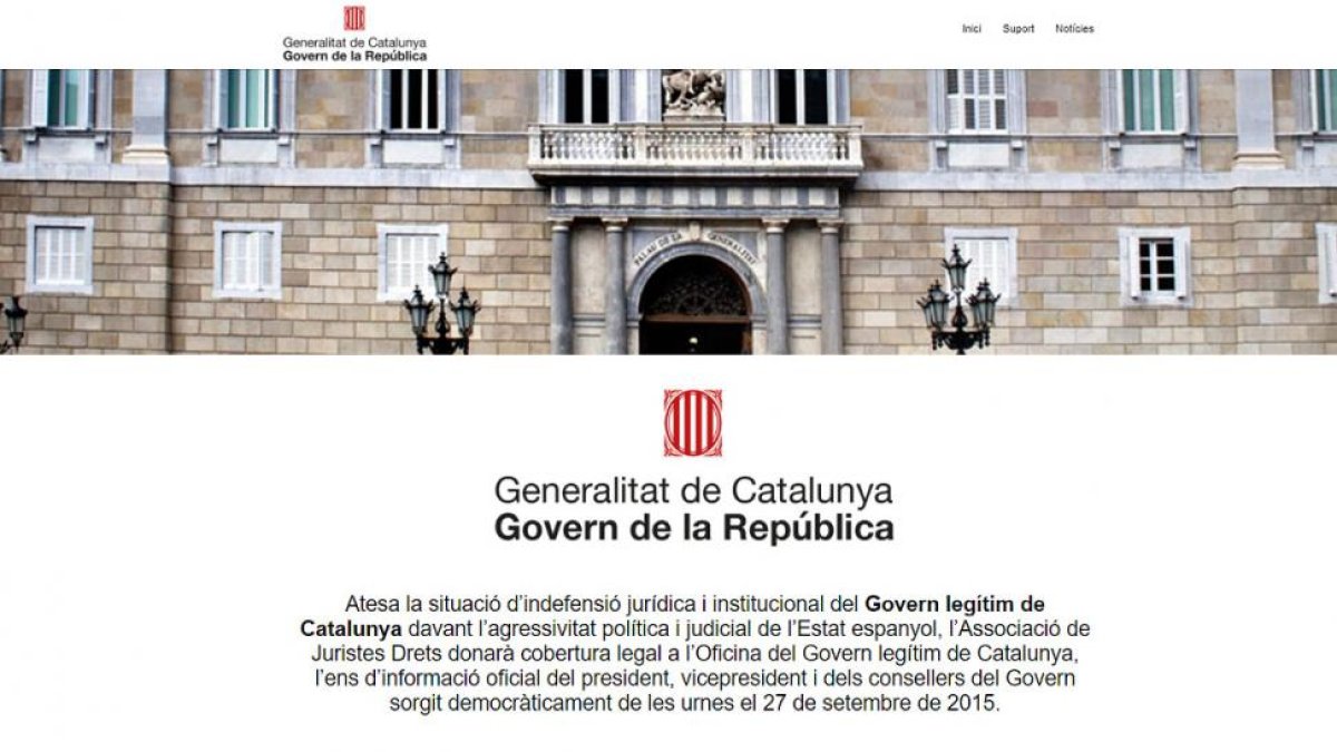 Captura de pantalla de la web del Govern de la República.