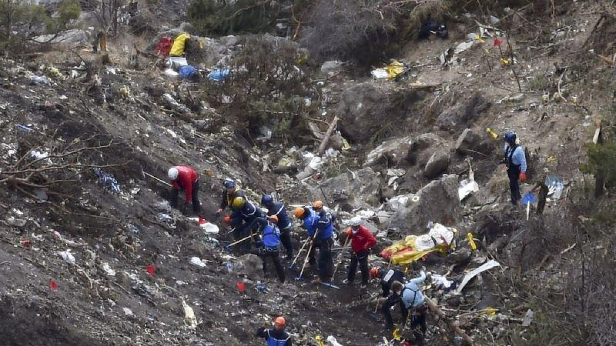 Restos del avión de Germanwings estrellado en los Alpes franceses el 24 de marzo.