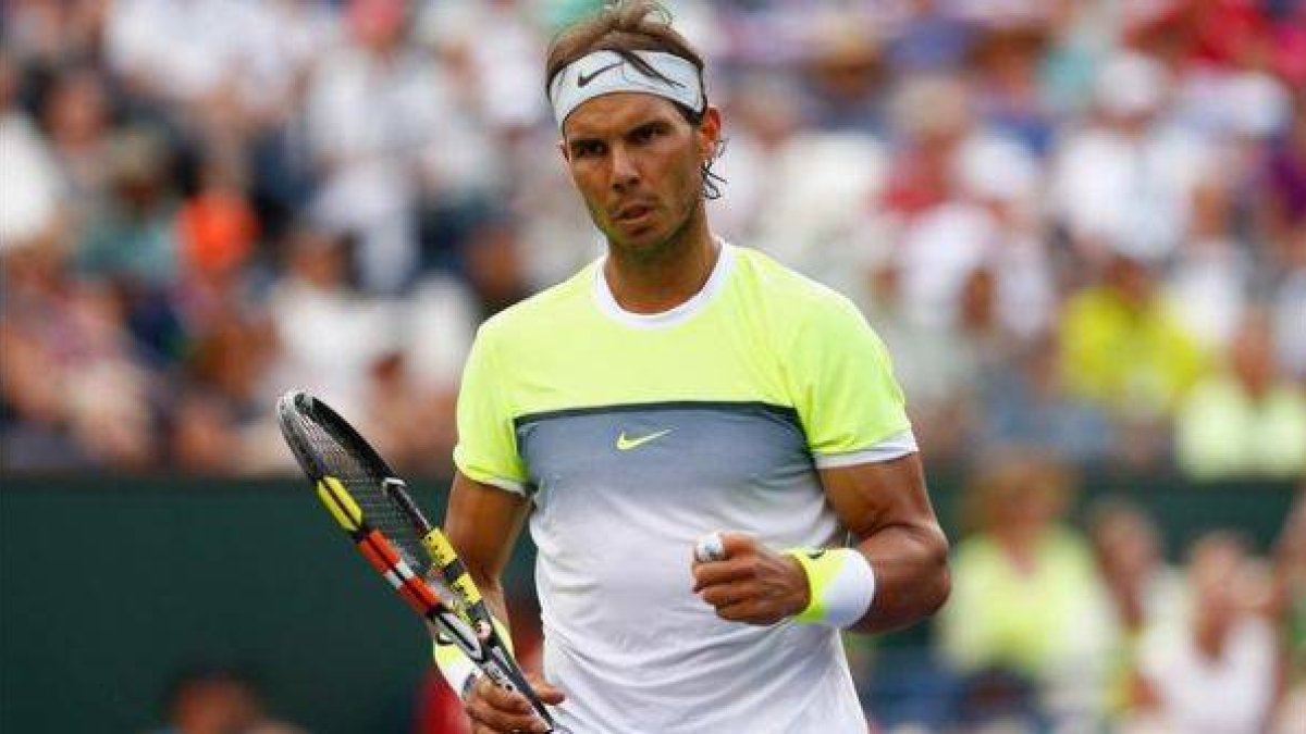 Nadal celebra su victoria frente a Donald Young.