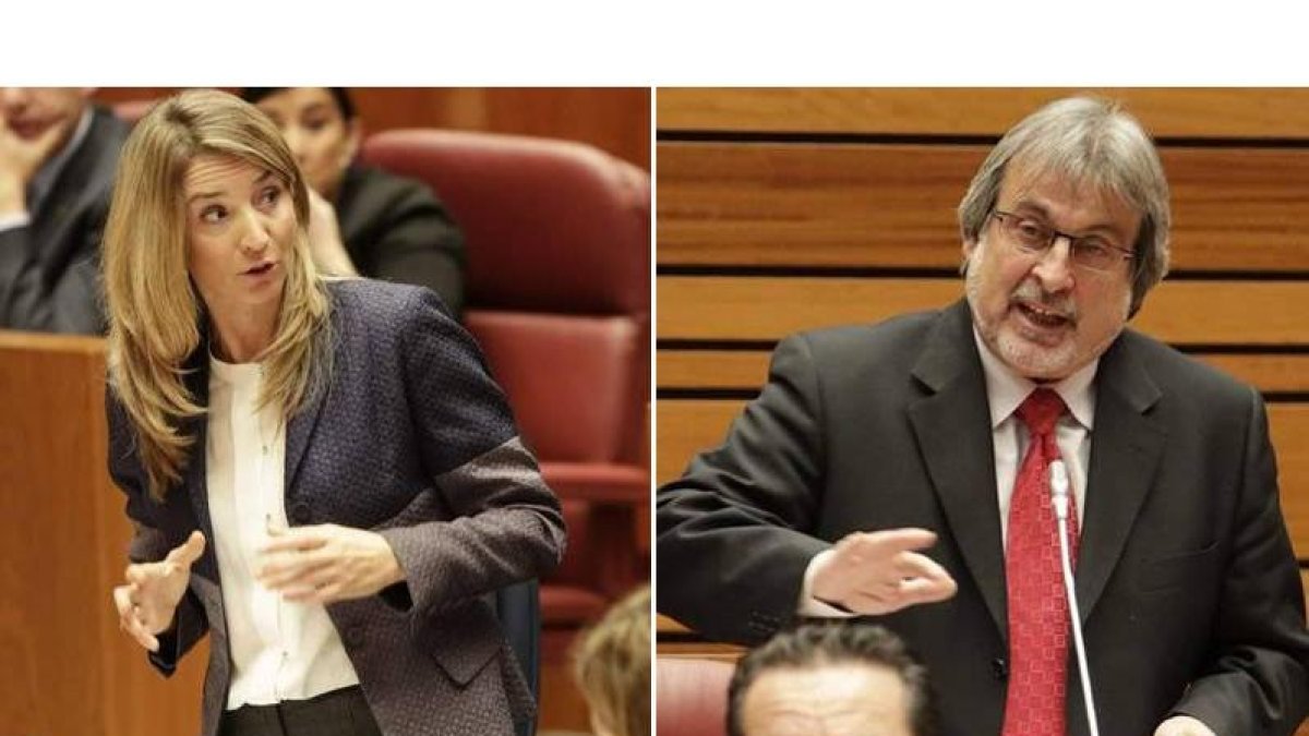 Alicía García y José María González, en un momento del debate ayer en las Cortes.