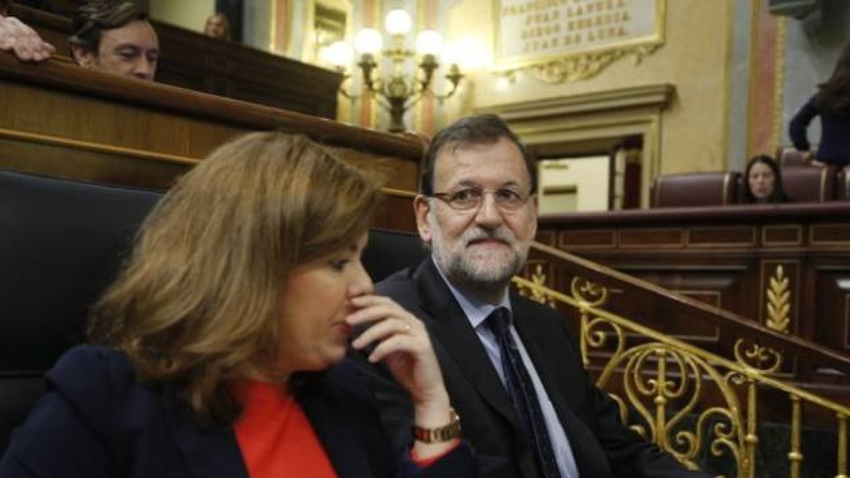 Mariano Rajoy y Soraya Sáenz de Santamaría, este miércoles en el Congreso.