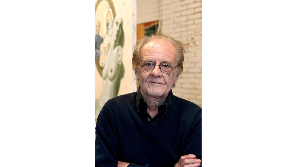 Luis Eduardo Aute en su taller de pintura.